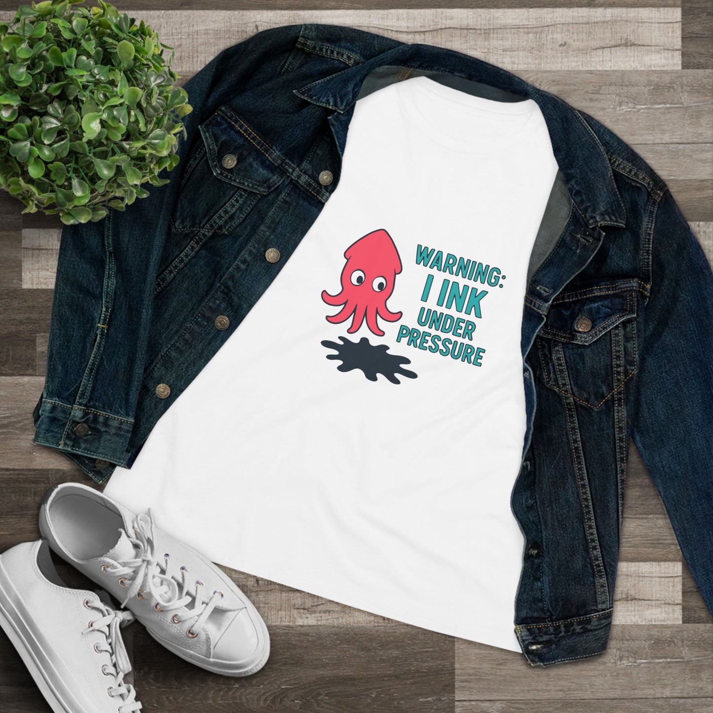 Playful Women's Cotton Tee - "WARNING: I INK UNDER PRESSURE" - Fun & Whimsical Design