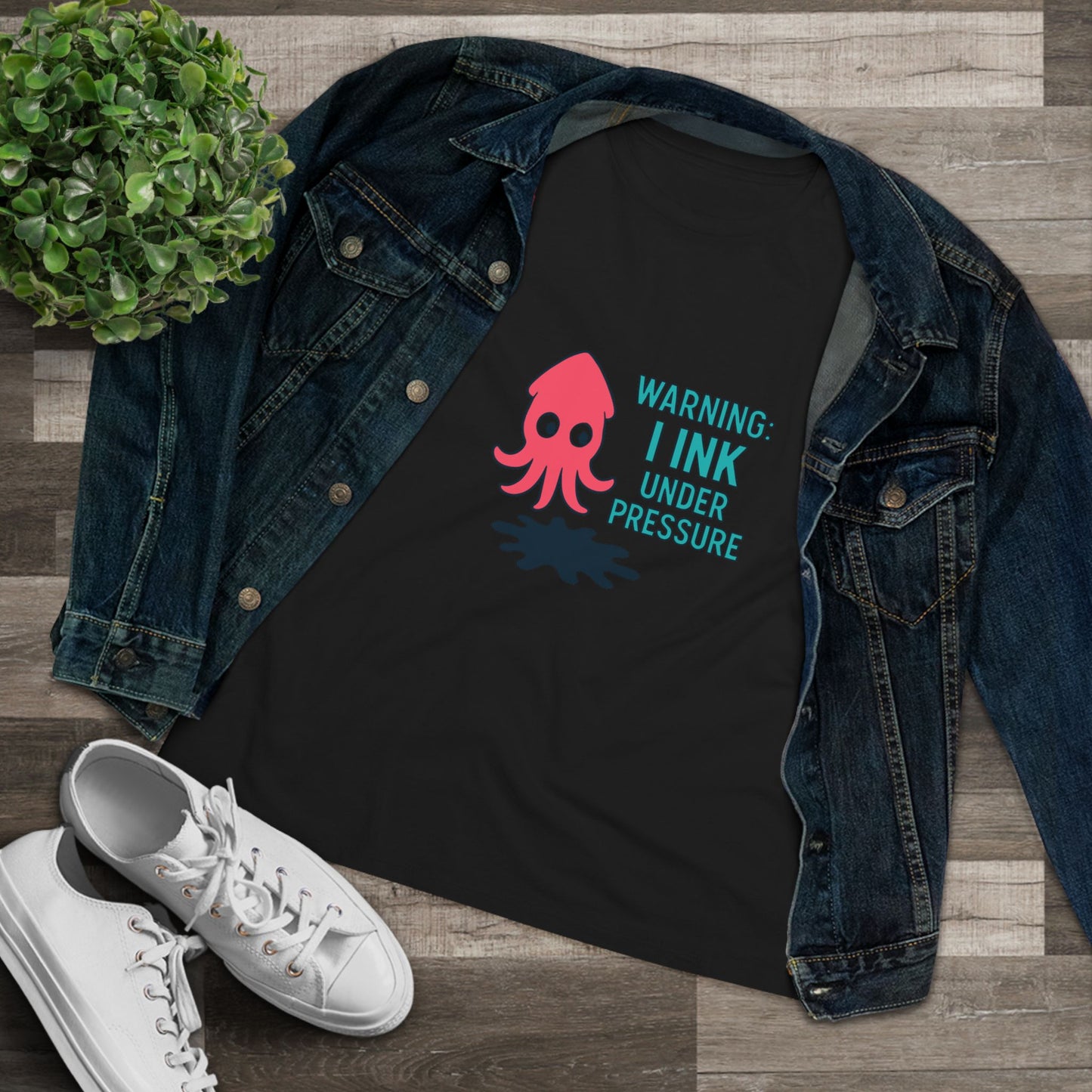 Playful Women's Cotton Tee - "WARNING: I INK UNDER PRESSURE" - Fun & Whimsical Design