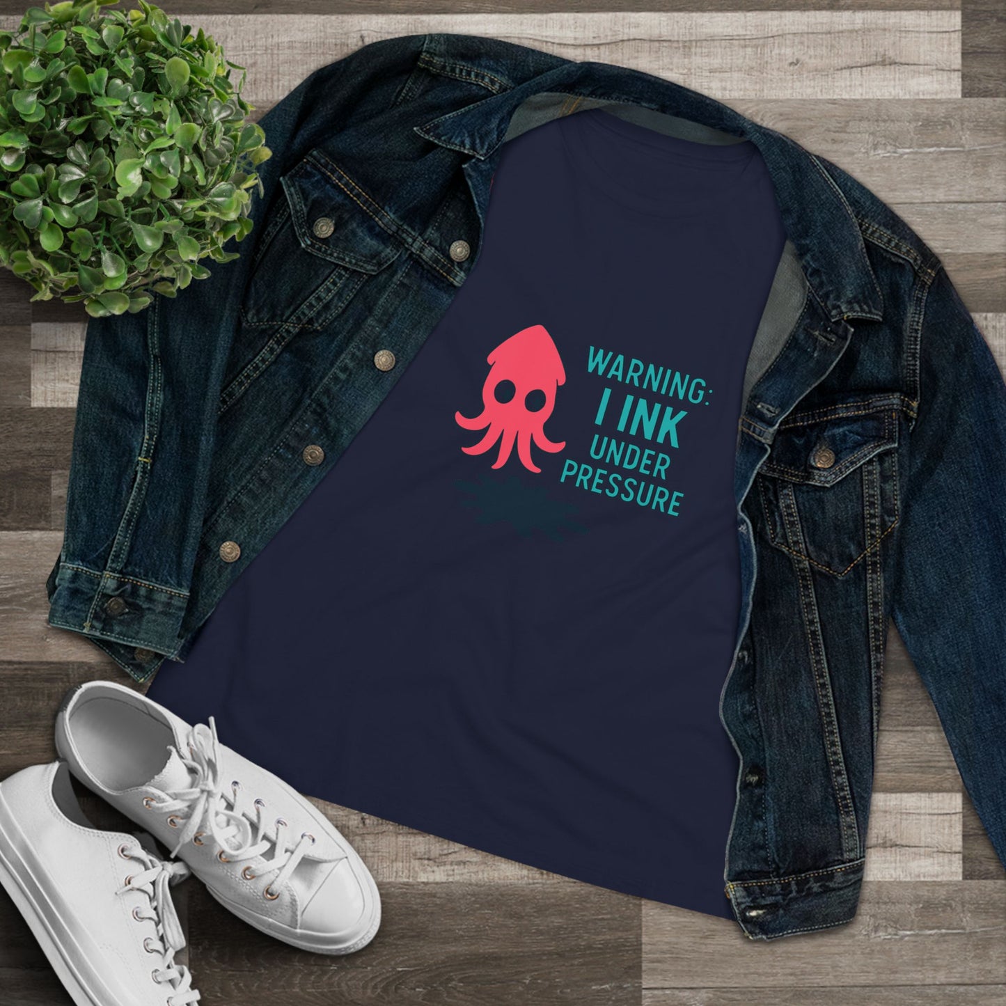 Playful Women's Cotton Tee - "WARNING: I INK UNDER PRESSURE" - Fun & Whimsical Design