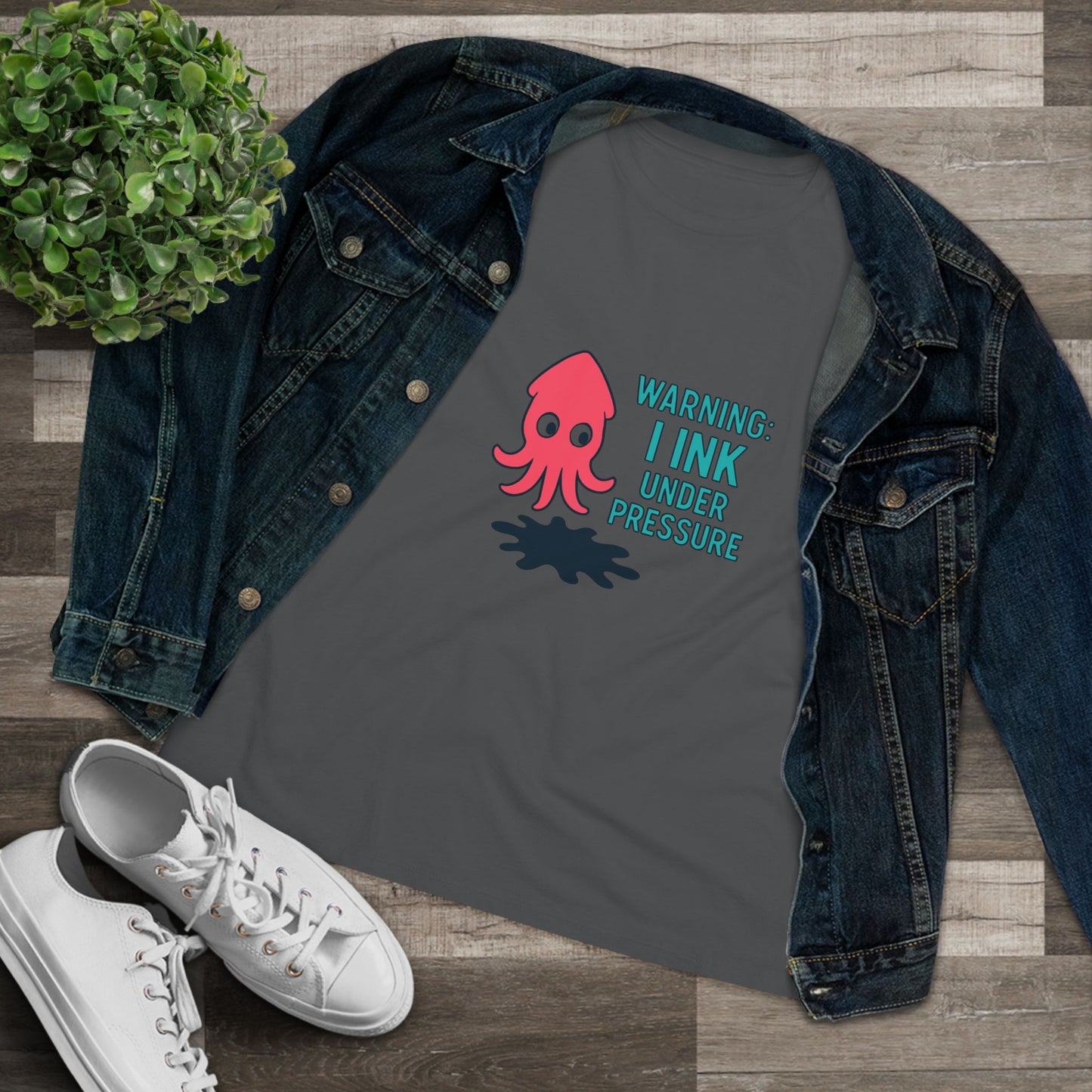 Playful Women's Cotton Tee - "WARNING: I INK UNDER PRESSURE" - Fun & Whimsical Design