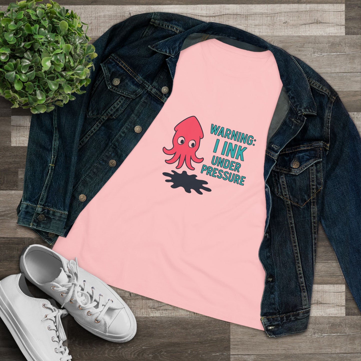 Playful Women's Cotton Tee - "WARNING: I INK UNDER PRESSURE" - Fun & Whimsical Design