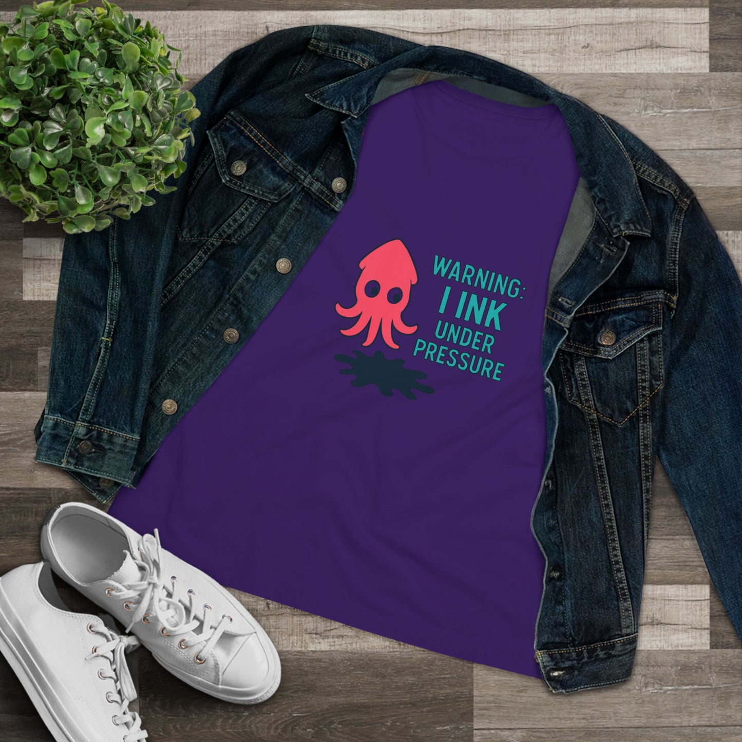 Playful Women's Cotton Tee - "WARNING: I INK UNDER PRESSURE" - Fun & Whimsical Design