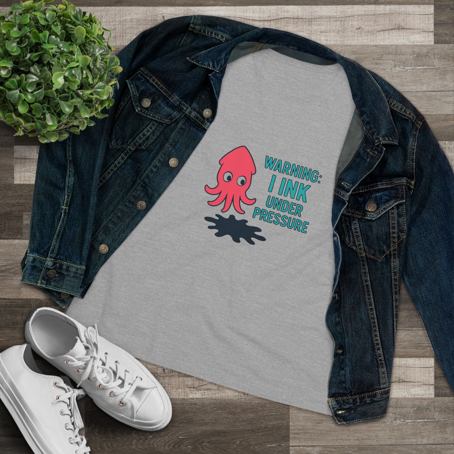 Playful Women's Cotton Tee - "WARNING: I INK UNDER PRESSURE" - Fun & Whimsical Design